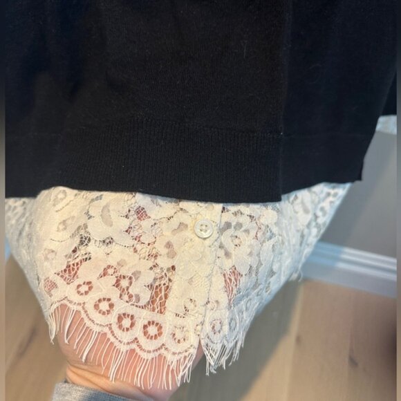 - Joie Mock Neck Sweater with Faux Lace Shirt XS Wool Cashmere - Picture 4 of 7